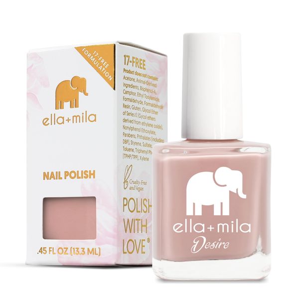 ella+mila Desert Suede Nail Polish - Quick Drying Nude Nail Polish - 17-Free & Chip Resistant Nude Brown Nail Polish - Vegan & Cruelty-Free Regular Nail Polish - Fast Dry Nail Polish (0.45 Fl.Oz.)