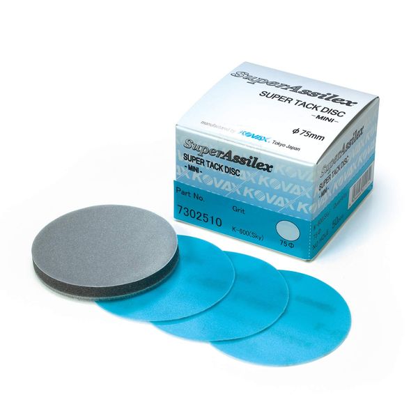 Super Assilex Flexible 3 inch Sanding Discs, Sky K-600, Hook & Loop, 730-2510, 50 Discs + Interface Pad