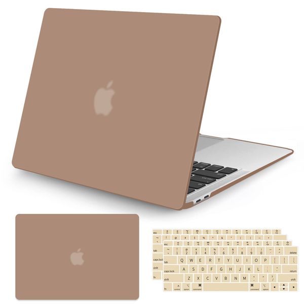 Seorsok Compatible with MacBook Air 13 Inch Case2022 2021 2020 2019 2018 Release A1932 A2179 M1 A2337 Touch ID,Plastic Hard Shell Case with Keyboard Cover-Brown