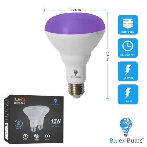 BR30 Black Light Bulb 4 Pack LED Black Light Bulbs,13W (100W Equivalent) BR30 E26 for Glow in The Dark, Level 385-400nm, Black Light Bulb for Blacklight Party, Body Paint Fluorescent Poster, Neon Glow