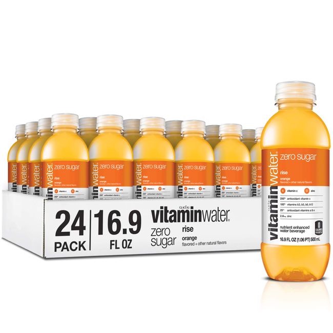 vitaminwater Zero Rise, Electrolyte Enhanced Water with Vitamins, Orange Drinks, 16.9 Fl Oz (Pack of 24)