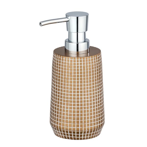 Wenko Ohrid Soap Dispenser, Capacity: 0.27 L, Polyresin, 10 x 16.5 x 7 cm, gold, 10 x 16, 5 x 7 cm