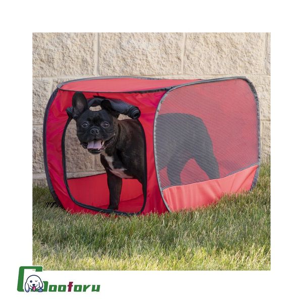 Vibrant Life, Dog Kennels, One Piece Soft-Sided 32" Pop-up Mesh Pet Kennel, Red,