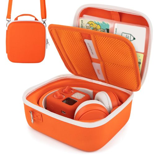 Fonwill Travel Case Hard Case Replacement for Yoto Mini, Upgraded Model for 2025, Compatible with Many Functions,Holds Mini, Headphones and Up to 50 Audiobook Cards (Orange)