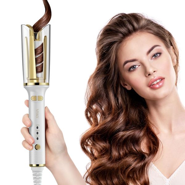 VISKS Curling Iron, Anti-Tangle Auto Curling Iron, Easy to Operate 28mm, Dual Voltage Swivel Curling Iron 2-Way with Auto Shut Off for Hair Styling