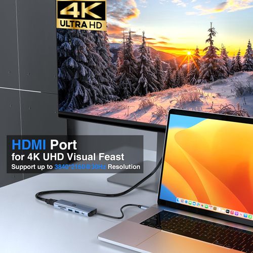 Tymyp USB C Hub, 6 in 1 Multiport Connection, 4K HDMI, 100W Power Delivery, 3 x USB 3.0, SD/TF Card Reader for Notebooks and Mobile Devices, Works with USB C Laptops from Dell/HP/Surface