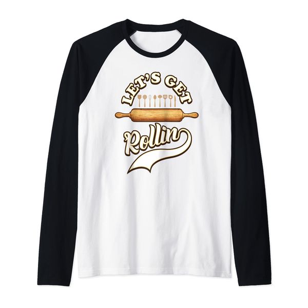 Baking Pastry Chef Let's Get Rolling Pin Chef Baker Raglan, black, S