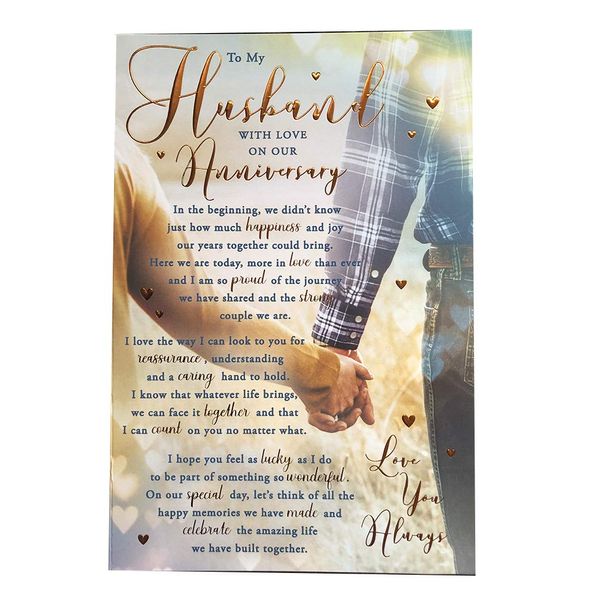 to My Husband Couple Holding Hands Sentiments Anniversary Card Lovely Verse