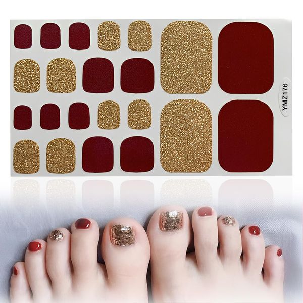 24 Pezzi Smalto Adesivo per Unghie Piedi, Gel Unghie Adesivi Semi Indurito, Full Cover Toe Nail Art Sticker Decalcomanie Autoadesive per Donne Ragazze Unghie Arte DIY Smalto Adesivo per Unghie