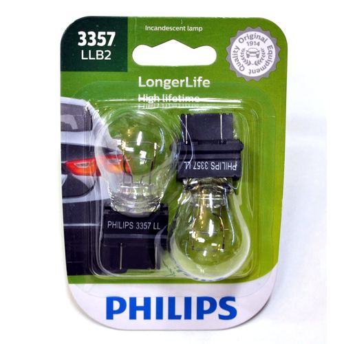 Philips Automotive Products 3357 LongerLife Miniature Bulb, 2 Pack