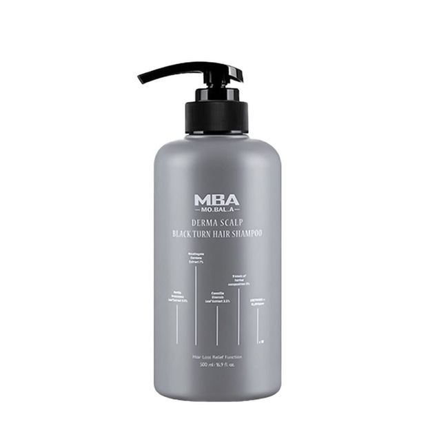 MBA MoBalA Black Turn Shampoo, 16.9 fl oz (500 ml), Korean Scalp Shampoo for Gray Hair, Gentle on Scalp, Odor for Women, Gray Hair, Dry Hair Loss, Mobara, Amino Acids