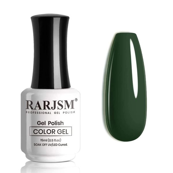 RARJSM Forest Green Gel Nail Polish,Emerald Green Color Gel Polish,Soak off UV LED Lamp Cured Require,Dark Green Gel Nail Polish Pastel,15ml 1Piece Single Bottle for Women DIY French Manicure