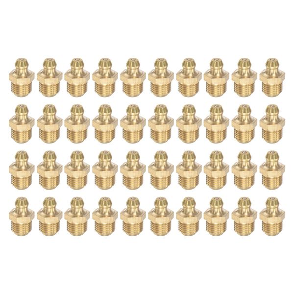 uxcell Brass Straight Grease Fitting M10 x 1mm Thread Hydraulic Grease Fitting Accessories, 40Pcs