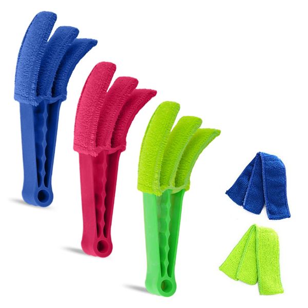 3 detachable washable cleaning tools with 5 cloth covers, microfiber dusting brush, cleaning clip, suitable for cleaning air conditioners, blinds, car interior air vents, etc.