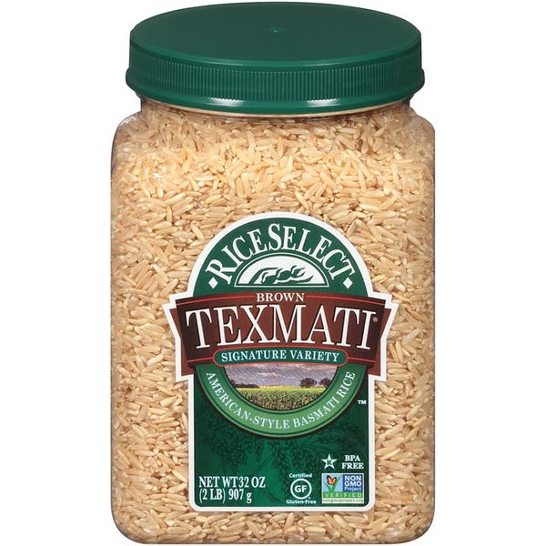 RiceSelect Texmati Brown Rice, Long Grain, Whole Grain, Gluten-Free, Non-GMO, 32 oz (Pack of 4 Jars)