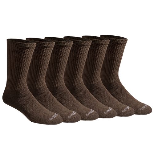 Dickies Men's Dri-tech Moisture Control Crew Socks Multipack, Essential Worker Brown (6 Pairs), Large