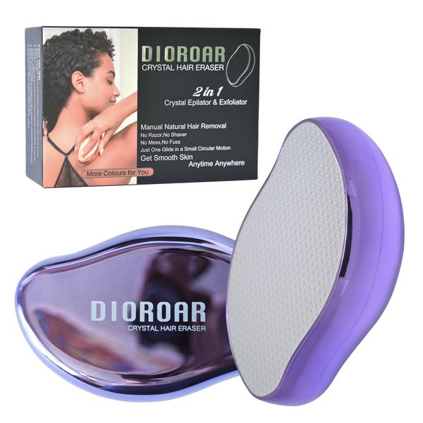 DIOROAR Crystal Hair Eraser,Upgrade Crystal Hair Remover,Physical Nano Glass Hair Removal Device,Painless Epilator and Exfoliator for Quick Soft Silky Skin(Violet)