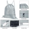 PATIKIL Drawstring Backpack Bag, Drawstring Gym Bags String Backpack with Zip Pocket for Women Men, Grey
