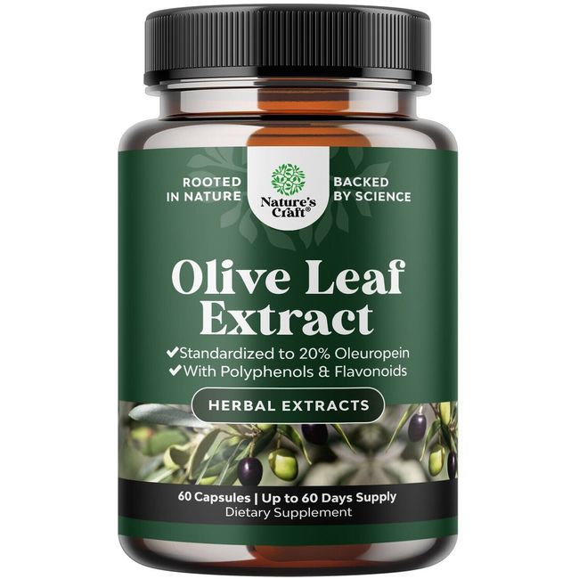 Potent Olive Leaf Extract Capsules - High Strength Antioxidant Supplement