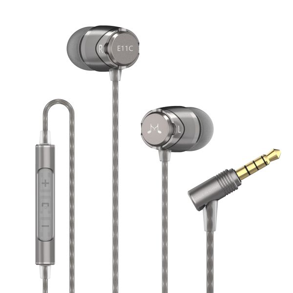 Soundmagic E11C Wired Earbuds With Microphone HiFi Stereo Earphones Noise Isolating in Ear Headphones Powerful Bass Tangle Free Cord Gunmetal