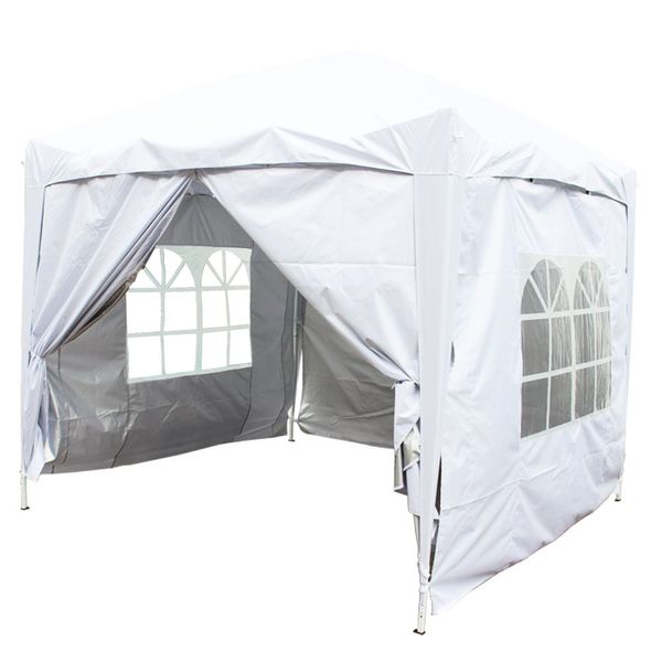 Greenbay White Pop-up Gazebo Marquee Canopy with 4 Side Panels and Carrybag - 2m x 2m