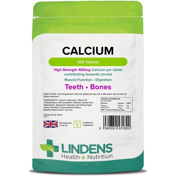 Lindens Calcium Carbonate 400mg Triple Pack 300 Tablets Food Suppplement