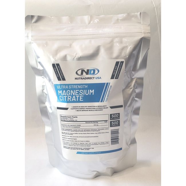 NutraDirect Magnesium Citrate 500mg - 500 Tablets   EXP:   MAY 2025