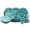 Elama Elm-Fleurdelys-Turquoise Fleur De Lys 20-Piece Dinnerware Set In