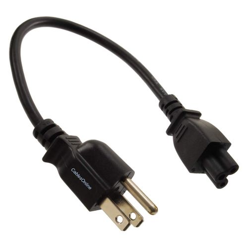 CablesOnline, 1ft 3-Prong Laptop/Notebook Short AC Power Cable, NEMA 5-15P to IEC-60320-C5 Plugs, PC-10801