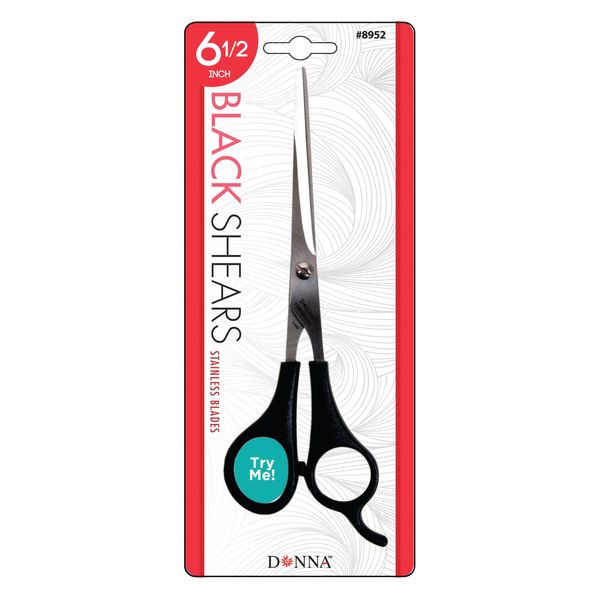 Donna 6.5" Stainless Blade Black Shears Barber hair Cutting Scissors Sharp Blades Hairdresser Haircut, Fabric Scissors Tailor Sewing Shears, Scissors Multipurpose