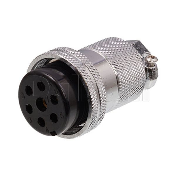 10101510167 Circular Cable Connector 7 Pin Female Silver Locking Ring