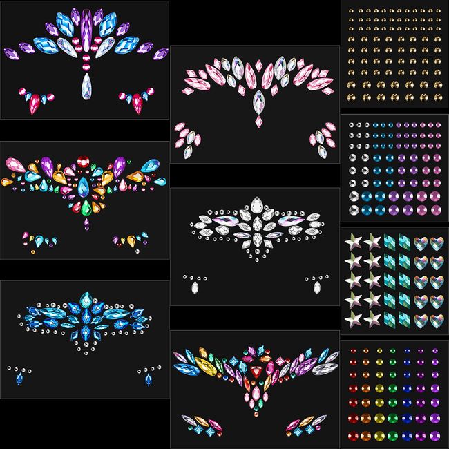  Chicque Face Tattoo Star Glitter Face Stickers Eyes