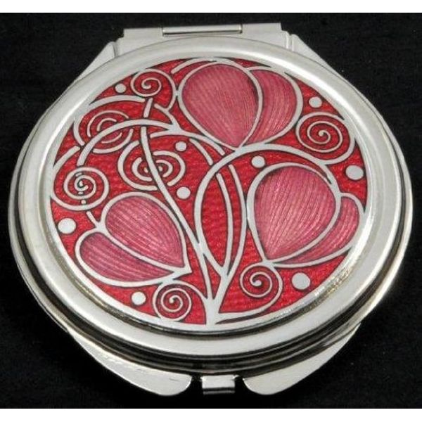 Compact Mirror in a Celtic Swirls Design. (Red)