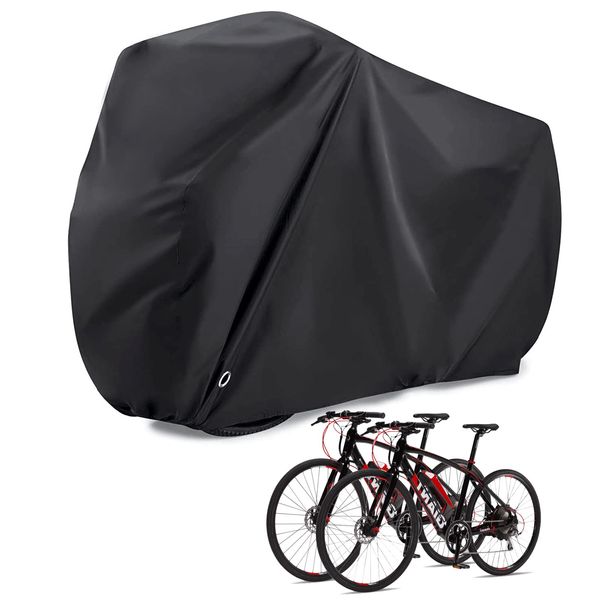 Saiveina Bicycle Cover, Waterproof, Thick, Compatible with 2 Cars, Tear Resistant, Motor-Assisted UV Treatment, Heat Resistant, Cycle Cover, Durable, Anti-Theft, Windproof Buckle, Dustproof, Rain and