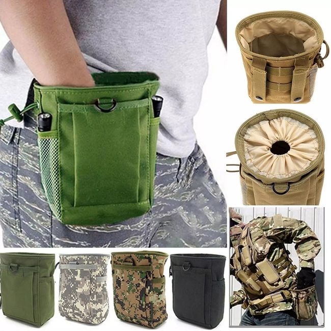 Tactical Molle Drawstring Magazine Dump Pouch, Adjustable Military Utility  Belt Fanny Hip Holster Bag Outdoor Ammo Pouch Black