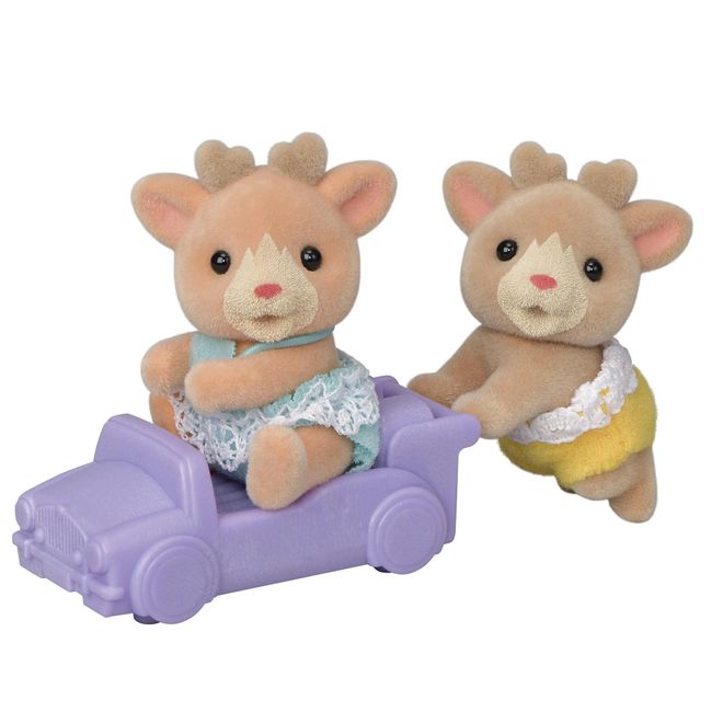 EPOCH Sylvanian Families SHI-70 Reindeer Twins Dolls, Safety Toy Mark Certified, Toy for Ages 3 Years and Up, Dollhouse