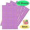 3,900 x Purple Sticky Dots - 8mm - Round Colour Coding Dot Stickers - 15 Sheets