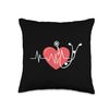Funny Heart Pulse Heartbeat Stethoscope Throw Pillow