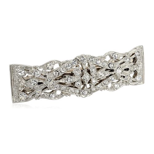 1928 Jewelry Women's "Essentials" Opulent Multi Crystal Clear Bar Barrette, (1 Pcs)