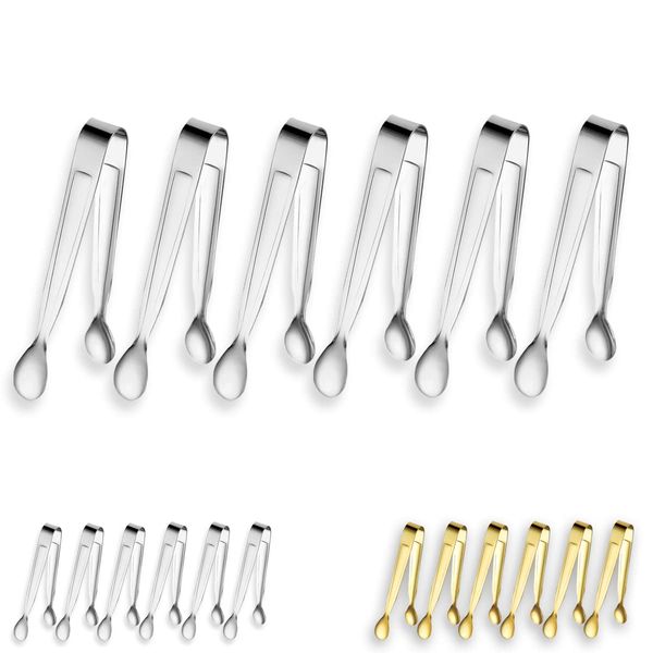 6 Pieces Sugar Tongs, Kyraton Stainless Steel Ice Tongs Mini Serving Tongs Appetizers Tongs Small Kitchen Tongs for Coffee Tea Sugar Candy Ice Cube Party Bar Kitchen