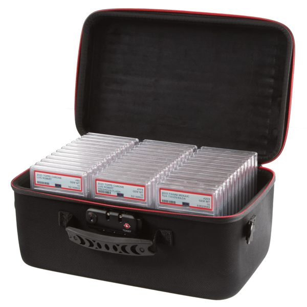 Card Titan Pro Graded Card Storage Box - Great CSG & PSA Graded Card Case with Zipper Lock - 36 Slot Trading Card Storage Box Fits 36 PSA or CSG Graded Slabs and Graded Cards