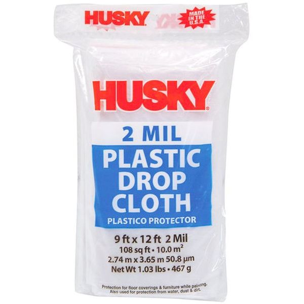 9' x 12' ft 2 mil Clear Plastic DROP CLOTH Sheeting Window SEAL Painting HUSKY