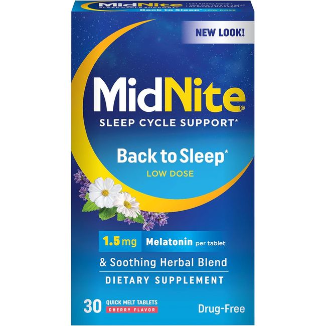 Back to Sleep Low Dose, 1.5 Mg Melatonin Sleep Aid, Non-Habit Forming, Herbal Di