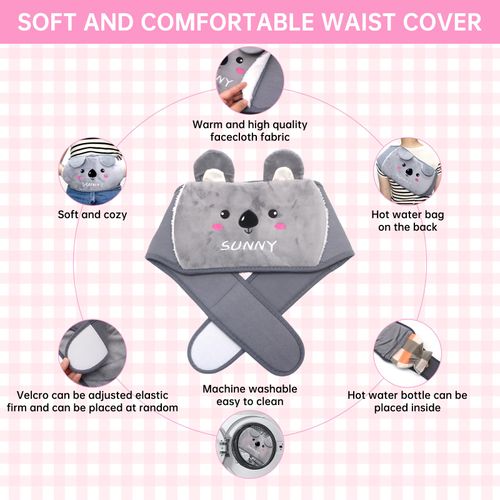 3PCS Hot Water Bottle Belt,Wrap Around Hot Water Bottle,Fluffy Hot Water Bottle,Hot Water Bottle for Period Pain Relief,Wearable Hot Water Bottle,Help for Pain Relief Waist,Back,Neck,Shoulders(Grey)