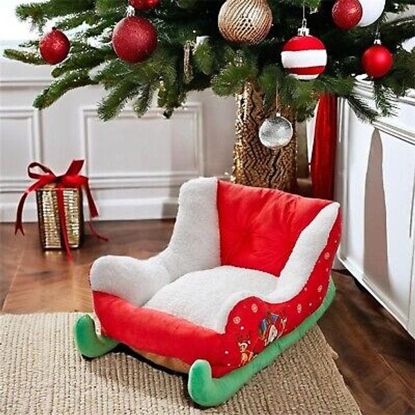 Christmas Interesting Red Cat Dog Bed Pet Sleigh Sofa Bed Holiday Themed Pet Bed