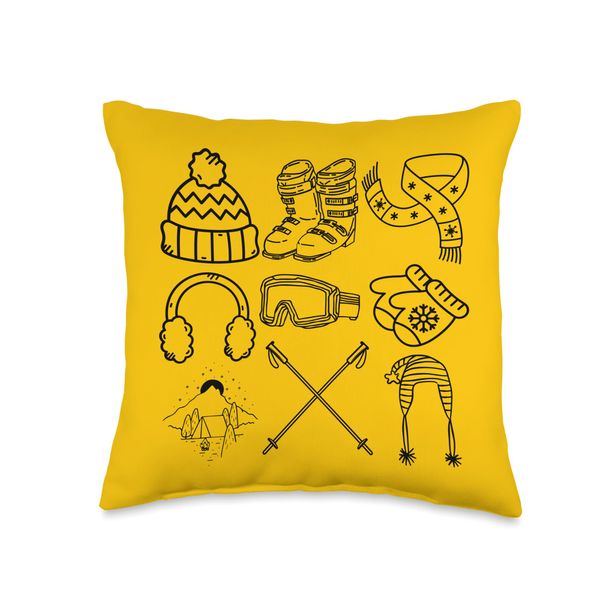 Coquette Winter Ski Goggles Boots Gloves Hat Scarf Throw Pillow