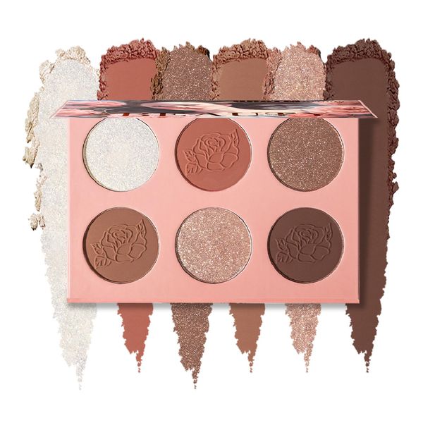 Prreal Contour Blush Highlighter Palette, 6 Colors Blush Powder Palette, Highlighter Powder Palette, Natural Shimmer Highlighter Blush Palette Facial Bronzers, Long-Lasting 3 in 1 Makeup Palette,#02