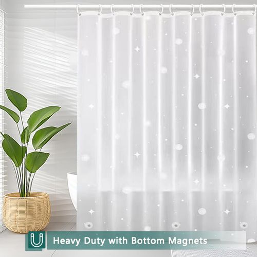 jssablo Shower Curtain Liner, 100% Waterproof Peva Shower Curtains with 3 Duty Heavy Bottom Magnets and 12 Rust Proof Grommets, 72x72 Weighted Shower Liner for Shower Stall, Bathtubs