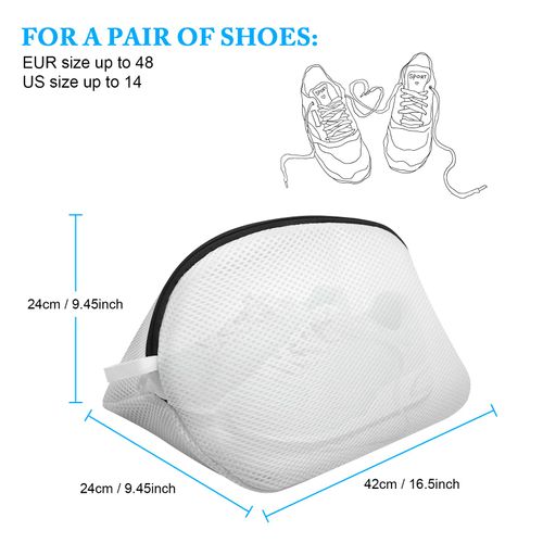 Flintronic Shoes Wash Bag, Pack of 2 Reusable Mesh Shoes, Laundry Bag with Zip for Shoes, Washing Machine Shoe Net, Shoe Bag, for Trainers, Socks, Bras