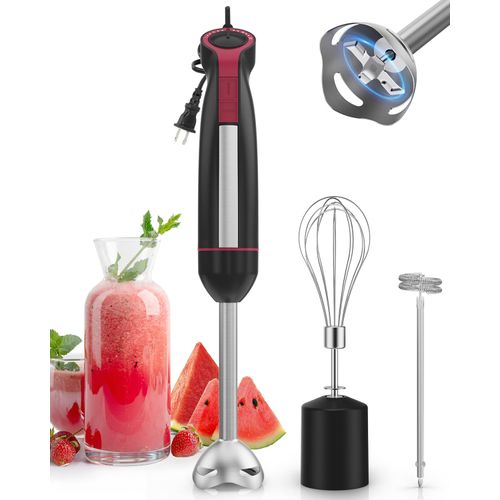 Immersion Blender Handheld 1000W, 3 in 1 Stick Hand Blenders for Kitchen with 20 Variable Speeds & Turbo, 304 Stainless Steel with Electric Whisk & Milk Frother Attachments for Soup, Puree & Emulsion